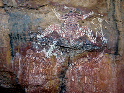 カカドゥの「レントゲン技法」の岩壁画